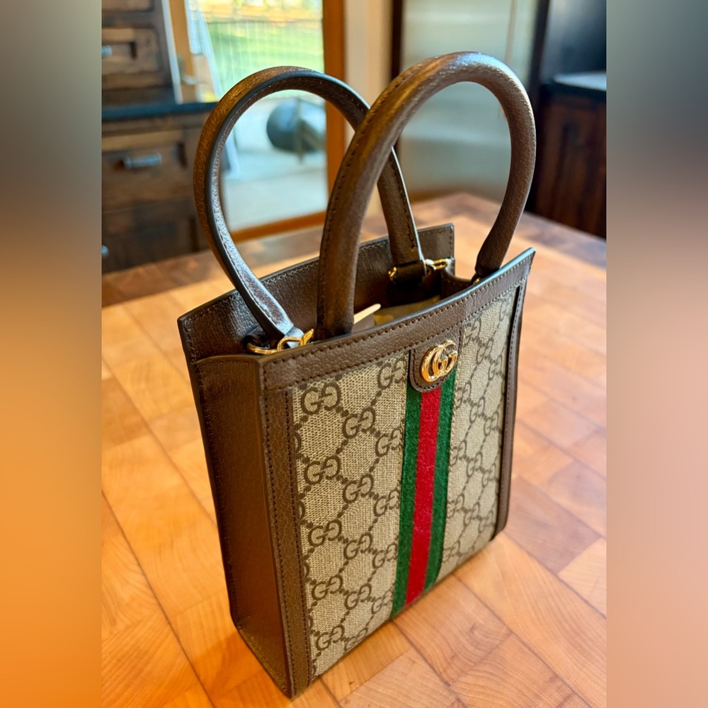 Gucci Ophidia GG supreme mini bag Canvas Leather Beige Brown with Strap